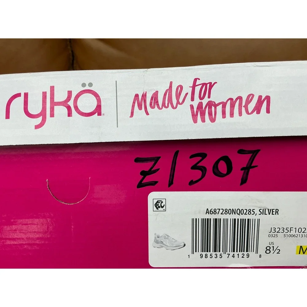 Ryka Skyrise Walking Sneaker Womens 8.5 White Silver New Water Repellent